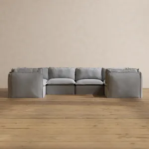 Slipcover Only - Modular Washable 6-Seater U-Sectional in Pumice