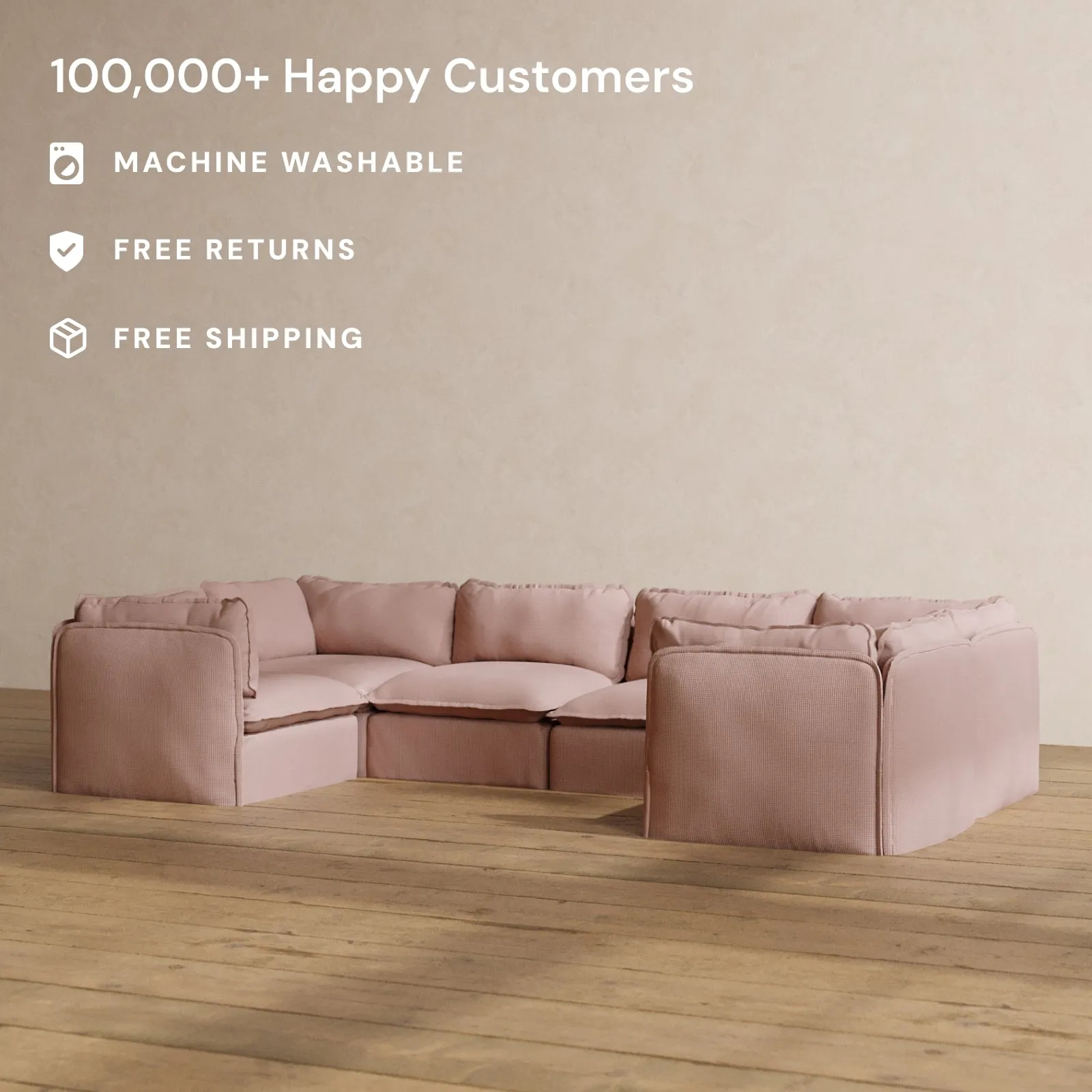 Slipcover Only - Modular Washable 6-Seater U-Sectional in Sakura