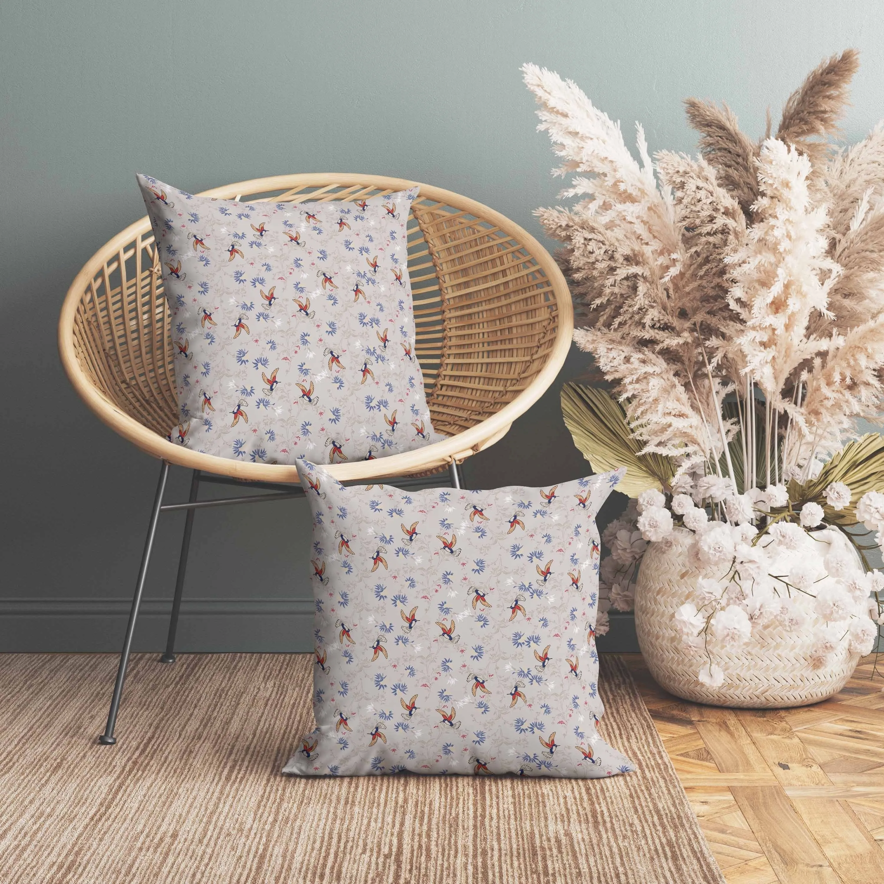 Songbird Flora Parade Faux Suede Reversible Throw Pillow Grayish and Red