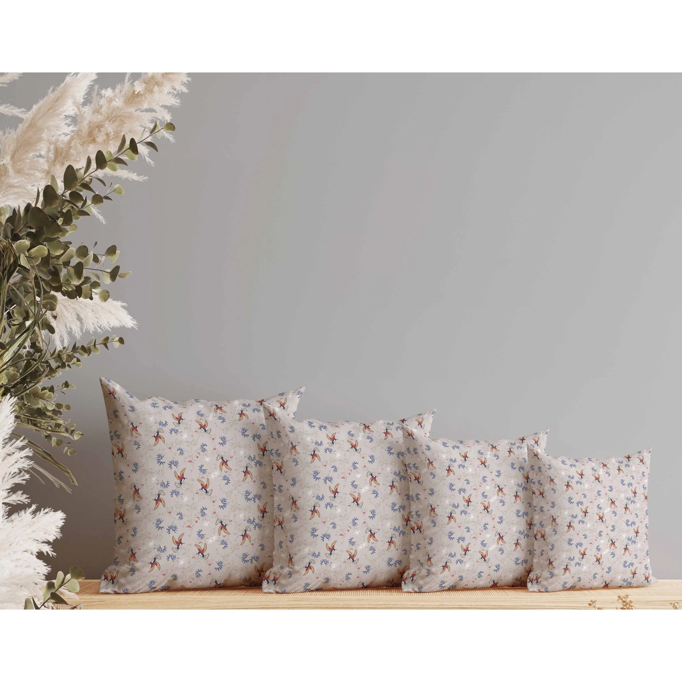 Songbird Flora Parade Faux Suede Reversible Throw Pillow Grayish and Red