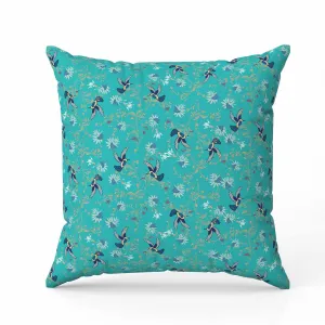 Songbird Flora Parade Indoor/Outdoor Reversible Throw Pillow Cyan and Blue
