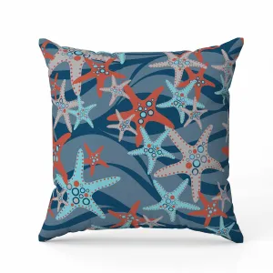 Starfish Sway Faux Suede Reversible Throw Pillow Blue and Orange