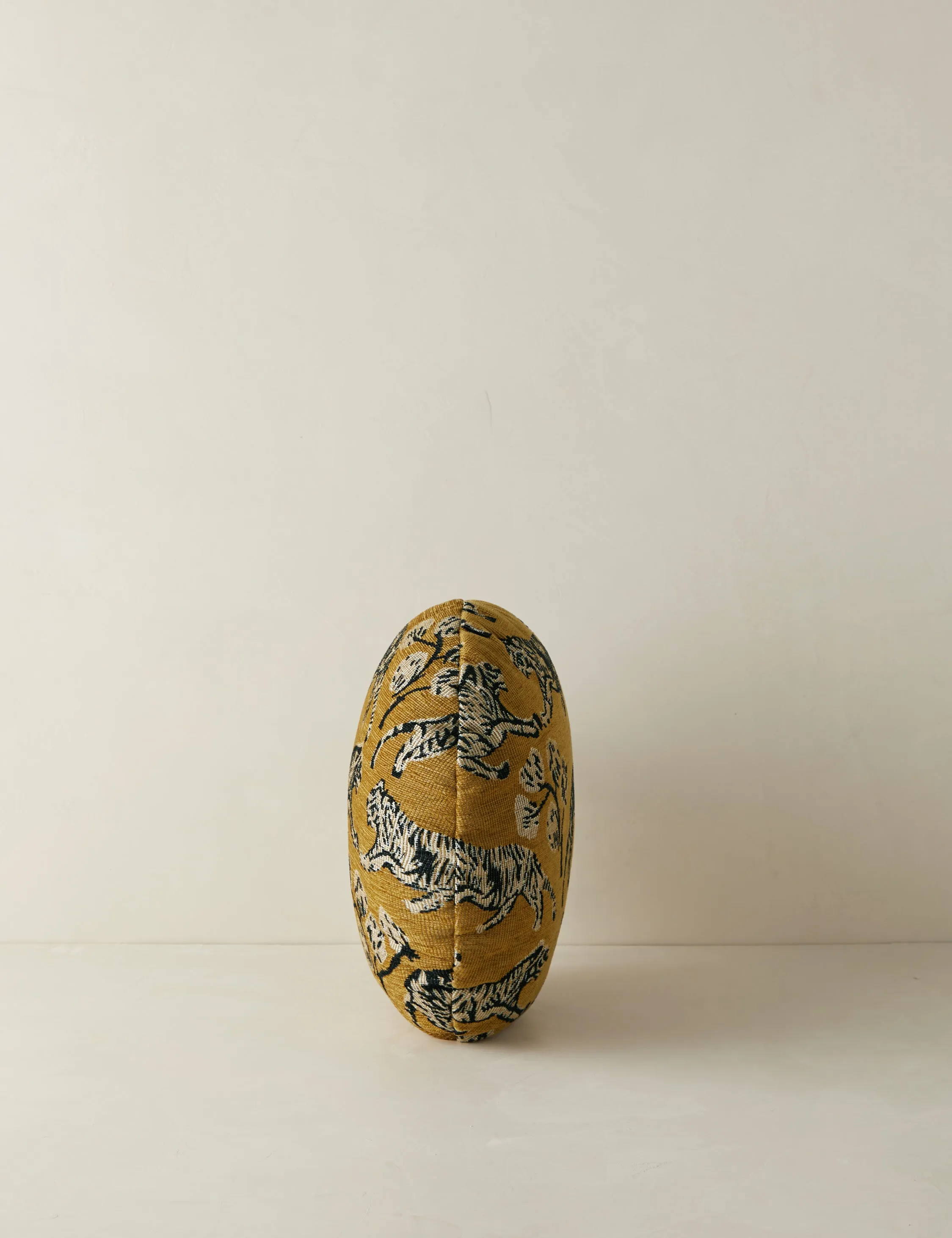 Tiger Jacquard Round Pillow by Sarah Sherman Samuel