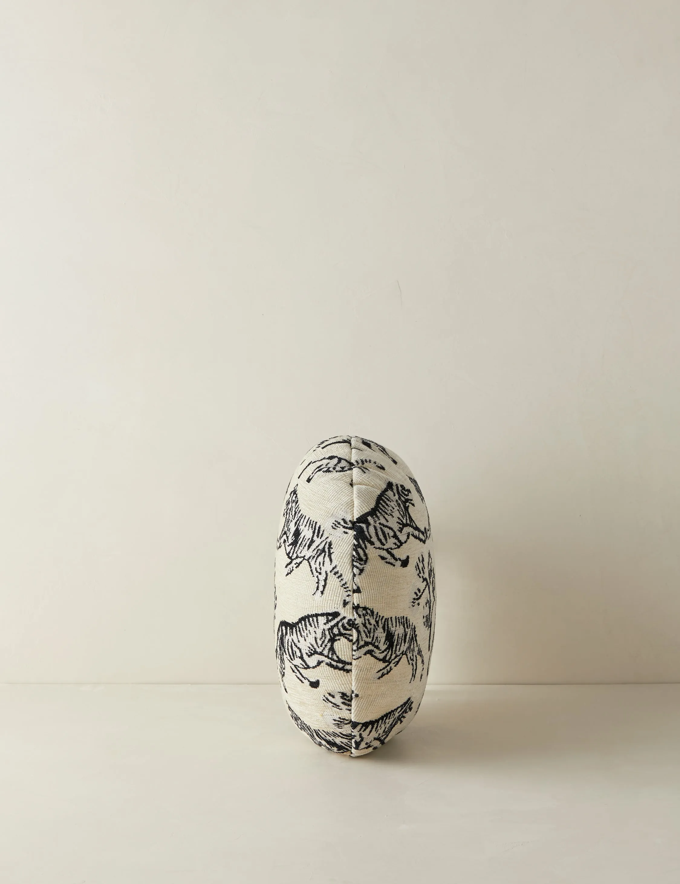 Tiger Jacquard Round Pillow by Sarah Sherman Samuel