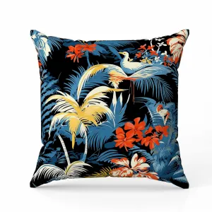 Tropi Chirp Indoor/Outdoor Reversible Throw Pillow Black and Blue