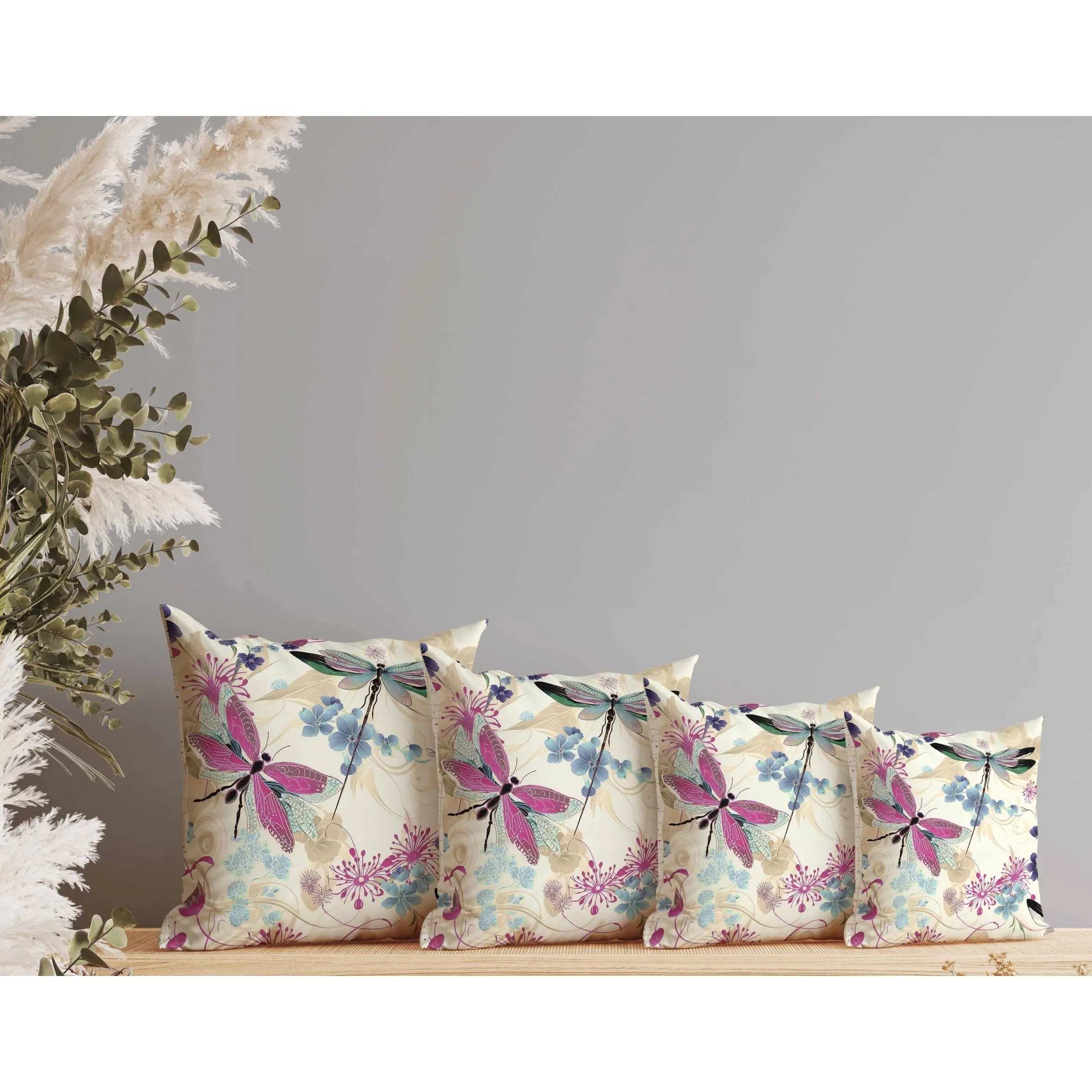 Wings in Motion Faux Suede Reversible Throw Pillow Pink and Blue